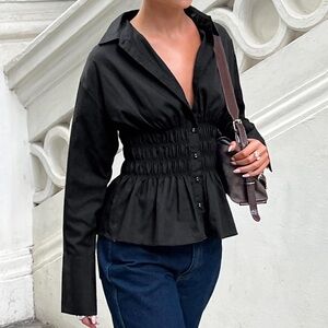 PRINCESS POLLY Button Up in Black